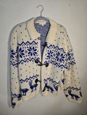 Ivory and Navy Bailey Rose Cardigan Sweater